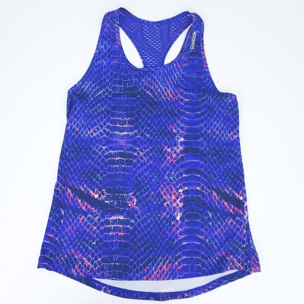 Reebok Racerback Workout Tank Small Purple Athletic Athleisure Snakeskin Print